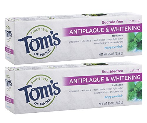 Tom's of Maine Antiplaque and Whitening Fluoride-Free Toothpaste, Peppermint, 5.5 Ounce ( Pack of 2 ) by Tom's of Maine