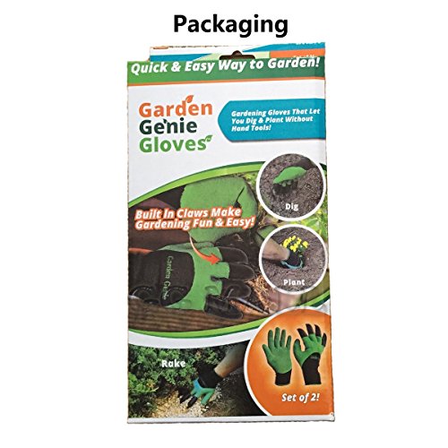 GG Mall (2 Paar) Garten Genie Handschuhe mit Graben Krallen auf Rechts Seite, vollständig wasserdicht, Komfort Flexibles Design - 5