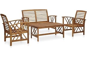 vidaXL Set Divani da Giardino 4 pz in Legno Massello di Acacia