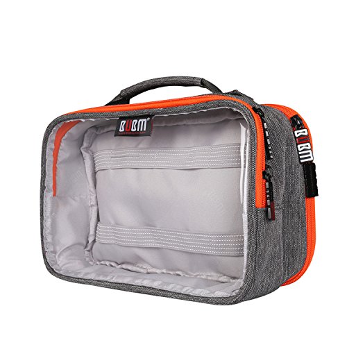 BUBM Rechteck Transparente Klare Reisetasche Organisator Handtasche Tasche für Elektronisches Zubehör (Grau, zwei Schichte) - 3