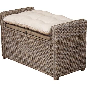 korb.outlet Sitztruhe aus Rattan/Truhenbank/Wäschetruhe mit