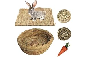 MMBOX Tapis tissé en Herbe pour Lapin - pour Creuser Le Foin - Panier de Repos en Paille - pour Petits Animaux - Jouets à mâcher - Friandises pour Hamster, Cochon d'Inde, Chinchilla, Perroquet