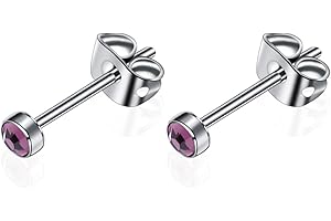 ARTSKIN G23 Titanium Stud Earrings for Women, Men, Girls, Hypoallergenic, Nickel Free, 3 mm / 4 mm / 5 mm / 7 mm Crystal Earrings, Birthday Gift