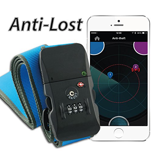 WiTbelt K200 Sharp Blue Bluetooth Smart enabled Luggage strap with TSA approved Lock for iPhone5, iPhone6, iPhone6S, iPod Touch 6th Gen and iPad air 2