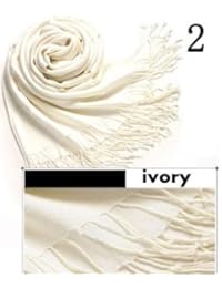 Careforyou® 40 Colors Top Quality Hot Sale Womens Ladies Scarf Pashmina Solid Long Soft Range Scarf Shawl Hijab Huge Wrap - Ivory 02 Talla:72'' x 28''