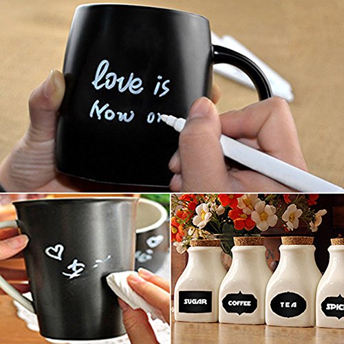 Gemini _ Mall® Kreidetafel Etiketten Kit ~ 40 x Aufkleber inkl. Liquid Chalk Marker Pen ~ trendigen Designs ~ perfekt für Marmeladengläser, Bier, Wein, Speicherung und mehr - 9