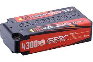 SUNPADOW 2S 7.4V Shorty Lipo Battery 4300mAh 70C Hard Case with 4mm Bullet for RC Vehicle Car Truck Truggy Boat Tank Buggy Racing Hobby