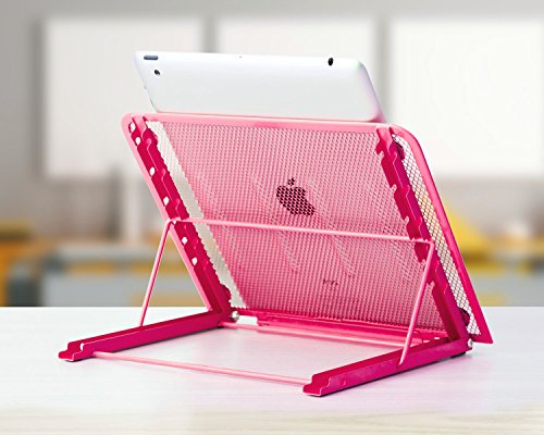 Faltbarer Laptop Tablet Ständer, InGoo Laptopständer Mesh Belüftet Kühler Halter Verstellbarer Computer Halterung Stütze Ständer für Laptop, Notebook, iPad Mini, iPhone, Tablets(Rot) - 4