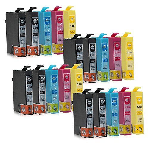 20 Druckerpatronen kompatibel zu Epson T1285 (8x Schwarz, 4x Cyan, 4x Magenta, 4x Gelb) passend für Epson L-355 Stylus Office-BX-305-F Office-BX-305-FW Office-BX-305-FW-Plus S-22 SX-125 SX-130 SX-230 SX-235 SX-235-W SX-420 SX-420-W SX-425-W SX-430 SX-430-W SX-435-W SX-438-W SX-440 SX-440-W SX-445-W