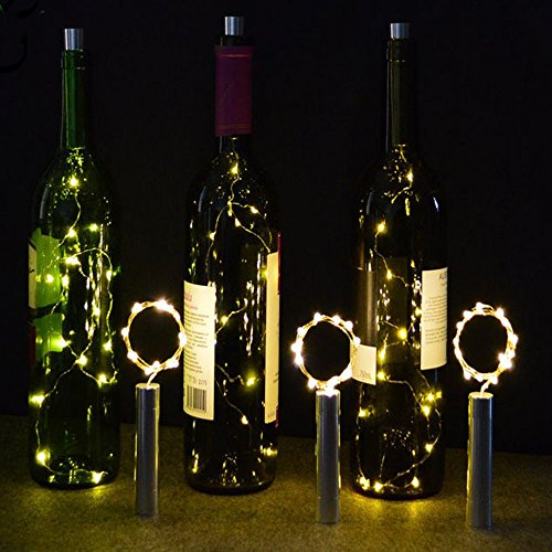 Preisvergleich Produktbild KOBWA 6 Stück LED Flaschenlichter Lichterketten, 20LED Warm Weiß Batteriebetrieben Kupferdraht Cork Wein Flasche Licht Für Flasche DIY, Party, Garten, Schlafzimmer, Weihnachten, Halloween, Hochzeit