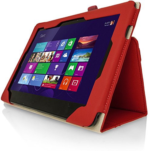 igadgitz Rot PU Ledertasche Hülle Folie für Asus Transformer Pad TF103C 10.1 Zoll mit Multi-Winkel Betrachtungs + Stylus-Stift Elastischen Halter + Displayschutzfolie - 4