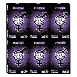 NOTTY BOY OverTime Condoms - 10 Count (Pack of 6, Climax Delay)