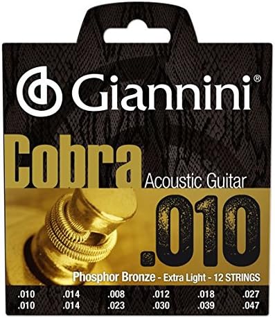 Giannini GEEF 12EF Cobra Series Xtra Light 12-String Guitar Strings, 85/15 Bronze, .010-.047