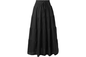 Adigaber Women 2in 1 Skirts High Waist Maxi Skirts Ruffles A Line Long Length Skirts with Drawsting