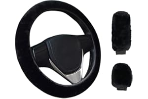 ZAYMDO Couvre Volant de Voiture, 3Pcs Housse de Volant en Peluche Voiture Universel Couvre 35-38cm, Couverture Protecteur de Véhicule Chaud pour Homme et Femme