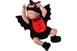 Savlot Newborn Baby Bat Halloween Costume Toddler Boy Girl Cute Romper Top with Hat Wings Pumpkin Fancy Dress Costume Infant Cosplay Outfit Set