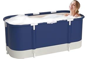 Sinbide Baignoire Pliable Adulte, Grand Antidérapant Baignoires Portable Mobile pour Douche, Pliante SPA Baignoire pour Petite Salle de Bain, 115x60x55cm