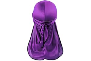 Treer Cappello Turbante Seta Durag, Regolabile Turbante Cappello, Berretto Bandana,Cappellino da Pirata con Coda Lunga per Uomo Donna Morbida Unisex Hip-Hop Cappello