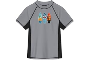 BesserBay Jungen Rashguard Shirt Kurzarm Schwimmshirt Top UV-Shutz UPF 50+ 110-160
