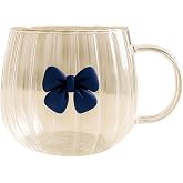 Cam Kupa &ndash; Mavi Kurdele Detaylı,Isıya Dayanıklı, Şeffaf Kahve &amp; &Ccedil;ay Bardağı (9x10 cm, 300 ml)