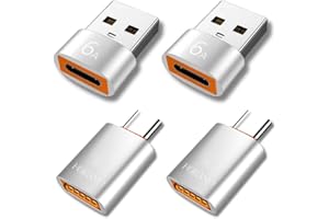 FORAMO Pack of 4 USB C Adapter Quick OTG for USB C Charging Cable USB Adapter Charger USB A (Silver USB-C Male Female)