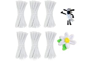 RMENOOR 300 Pieces Cure-Pipes Chenille Tiges Pipes de Qualité Supérieure Blanc Pipe Cleaners Chenille Craft Tiges Oripeaux