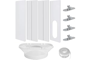 4pcs Kit Ventana Aire Acondicionado Portatil, TGKYK Adaptador Ventana Aire Acondicionado, Kit de Ventana para Aire Acondicionado Portátil, Sello Ventana Aire Acondicionado, con Adaptador de Ventana