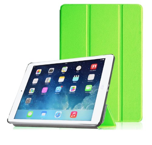 Invero® Premium Leder Smart Cover Case Schutzhülle Etui Tasche für Apple Ipad Air / Ipad 5 5th Gen mit Rückenschutz und Unterstützt Sleep / Wake Funktion umfasst Displayschutzfolie & Stylus (Grün / Green) - 2