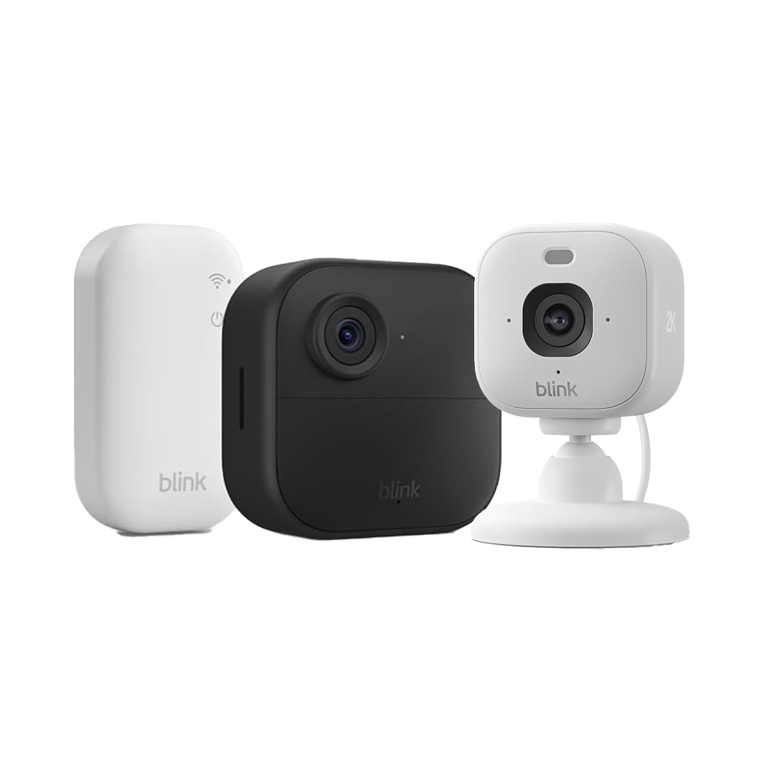 Videocamera Blink Outdoor 4 + Videocamera Mini 2K+ Blink (Bianco), Modulo di sincronizzazione di base incluso