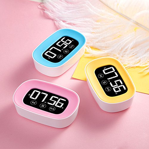 Timer Touchscreen. Großes Display LCD Touchscreen Elektronischer Timer Magnetisch Küche Kurzzeitwecker, compte-temps mit LCD Display, akustischer beleuchtetes Display LED gelb - 5