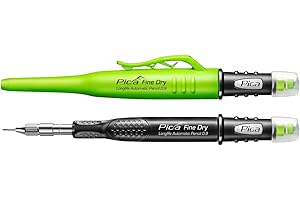 Pica 7070 Fine Dry Druckbleistift 0,9mm I Tieflochmarker Bleistift I Zimmermannsbleistift mit Ersatzminen I Pica Stift für Handwerker, Tischler & Schreiner I Baubleistift mit Clip I Markierstift