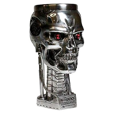 Nemesis Now Verre à tête de Terminator 17 cm, Argent, résine avec Insert en Acier Inoxydable, Taille Unique