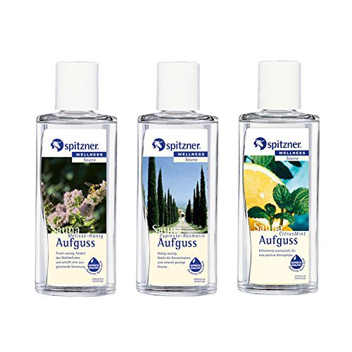 Spitzner Saunaaufguss 3 Düfte Cypresse Rosmarin Melisse Citrus mit je 190 ml