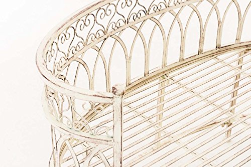 CLP Metall-Gartenbank AMANTI mit Armlehne, Landhaus-Stil, Eisen lackiert, Design antik nostalgisch, Form oval ca. 110 x 55 cm Antik Creme - 4