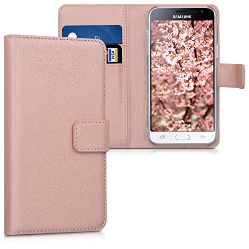 kwmobile Funda para Samsung Galaxy J3  2016  DUOS - Carcasa de  Cuero sint  tico  - Case con Tapa y  Tarjetero  en  Oro Rosa 