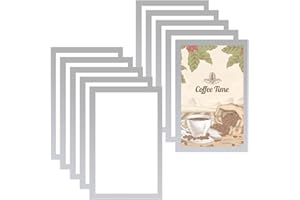 Stickerboy 10Pcs A4 Self Adhesive Magnetic Display Frame with Silver Border A4 Magnetic Photo Pouch Paper Holder Waterproof Info Pocket Holder Magnetic for License Photos Notices Documents