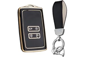 HIBEYO Etui na klucze pasuje do Renault miękkie TPU etui ochronne na kluczyki samochodowe karta do Renault Koleos Kadjar Megane (tylko Keyless Go) breloczek do kluczy, pilot zdalnego sterowania, czarne