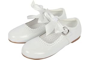 A2Z 4 Kids Girls Toddler School Shoes with Removable Bow Patent Leather Look Childrens Mary Jane Party Dress Footwear Non-Slip for Weddings Parties UK Childrens Shoe Size 8 to 4 UK