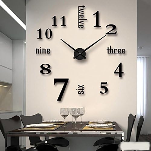 Jinxu Large Living Room Wall Clock 3D Stereo Clock Diy Digital Clock Hanging Art Stickers,Diamond Blue 50-70 Cm In Diameter