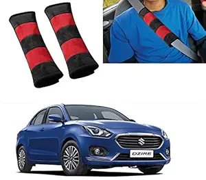 Auto Pearl - Seat Belt Cushion (Pack of 2, Black Red) for - Swift Dzire 2017