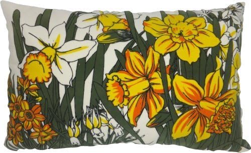Decorative 20"x12" Printed Daffodil Floral Throw Pillow Cover yellow by Blue Dolphin