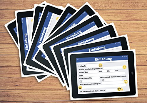 12 Tablet Einladungskarten zum Kindergeburtstag // Geburtstagseinladungen Einladungen Geburtstag Kinder Jungen Mädchen Einladungstext Handy Emojis Smileys 1. Vorlagen Karten Set - 6