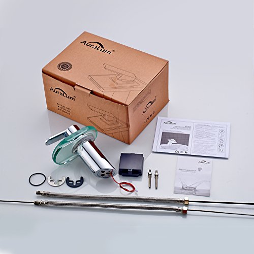 Chrom Waschtischarmatur LED RGB Ellipse Glas Wasserfall Wasserhahn Kupfer Waschbeckenarmatur für Bad Armatur - 6