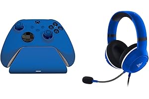 Razer Essential Duo Bundle for Xbox - Casque Filaire et Chargeur Rapide pour manettes Xbox (Haut-parleurs de 50 mm, Micro cardioïde, Chargement Rapide, Compatibilité Universelle) Bleu