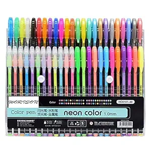 WORISON Unique Colors Glitter, Neon, Pastel, Metallic Colors Gel Pen Set, 48 Pcs