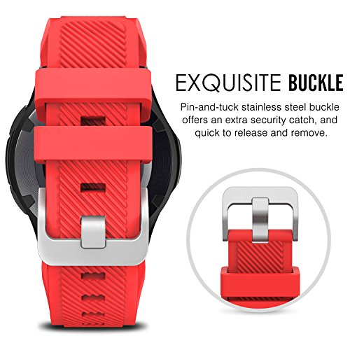 MoKo Samsung Gear S3 Frontier / Classic / Moto 360 2nd Gen 46mm Watch Armband – Silikon Sportarmband Uhr Band Strap Erstatzband Uhrenarmband für Samsung Gear S3 Classic Samrtwatch, Rot (Nicht für Gear S2 Classic) - 5
