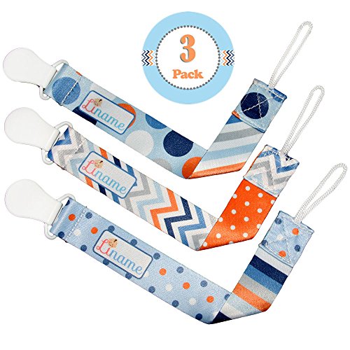 Dummy Clip Boys by Liname - 3 Pack - Premium Quality Universal Dummy Holder With Adorable 2-Sided Stylish Design - Soother Holder - Best Boys Dummy Clips For Your Favourite Dummy Brand