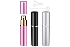 Zingso podróżne butelki z rozpylaczem do perfum, 3 szt., 6 ml, minibutelki z rozpylaczem, do wielokrotnego napełniania, perfumy po goleniu, puste butelki podróżne z lejkiem, 10ml