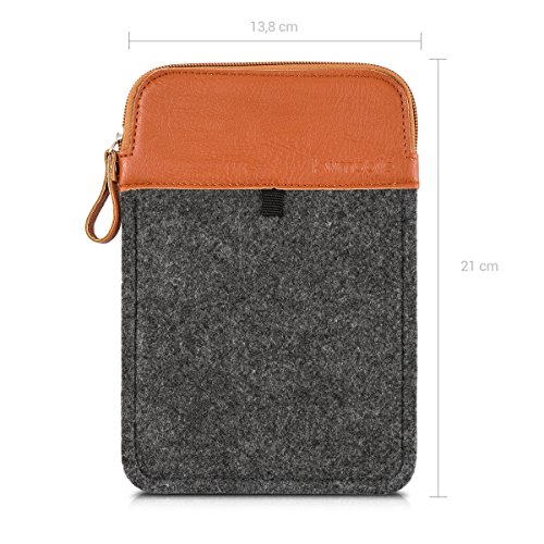 kwmobile Tablettasche Filz Sleeve für 7″ Tablet – Tablet Schutzhülle Tasche Case Hülle in Dunkelgrau Braun Innenmaße: ca. 20,6 x 13,9 cm - 2