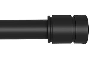 ENJOYBASICS Matte Black Curtain Poles, Extendable Tension Pole 70cm-335cm for Window, Extra Long Curtain Rod with Brackets, Heavy Duty Drapery Rod for Living Room